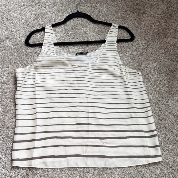 Theory Tops - Theory Ivory and Charcoal Striped Tank Top M / L